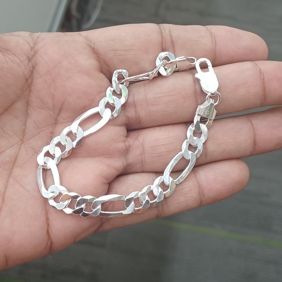 925 Sterling Silver Figaro Bracelet 8 inches